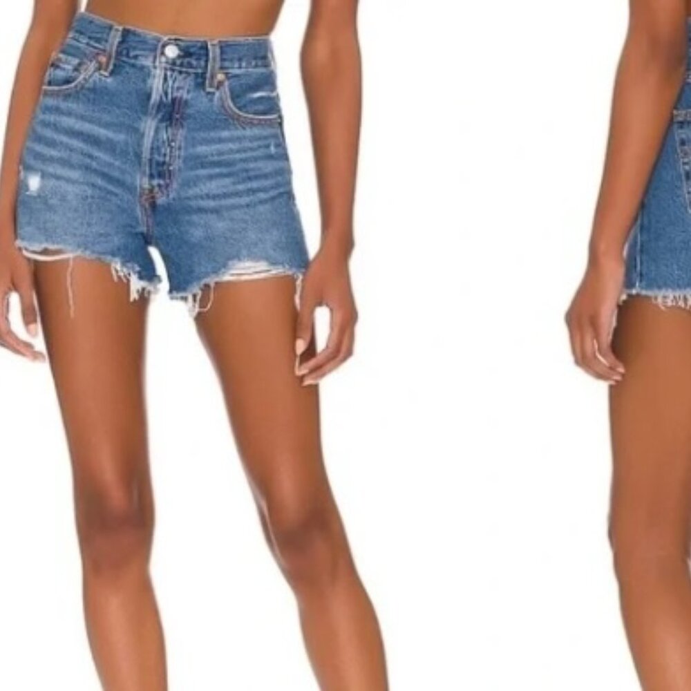 Levis Ribcage Shorts Super High Rise Button Fly Noe Departure Sz 28